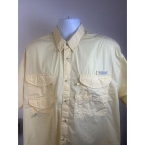 Columbia Shirt Mens XL Yellow PFG Long Sleeve Fishing Button Up